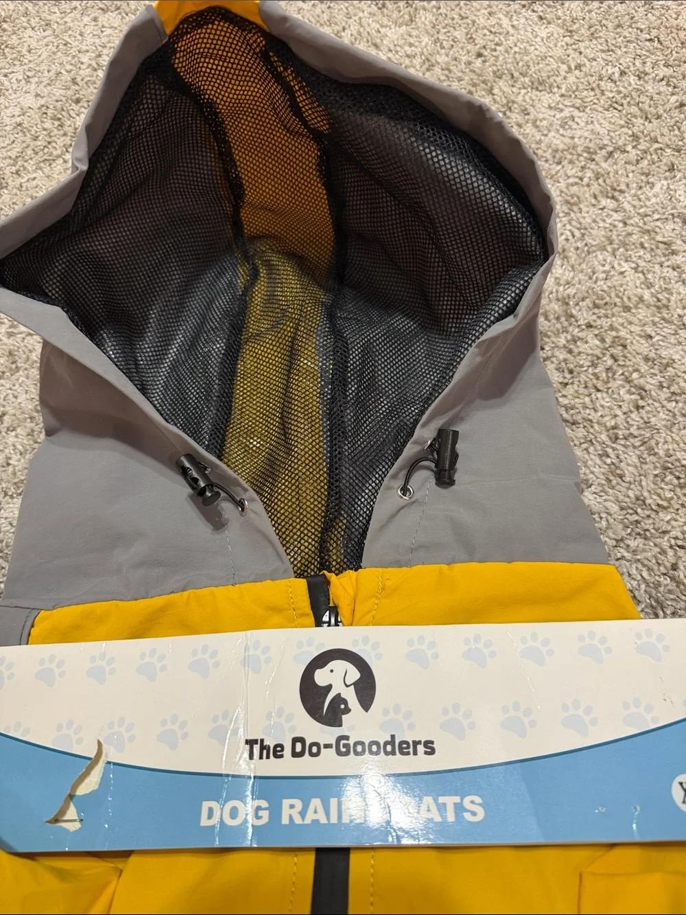 The Do-Gooders Dog Raincoat Yellow & Gray Dog- XL